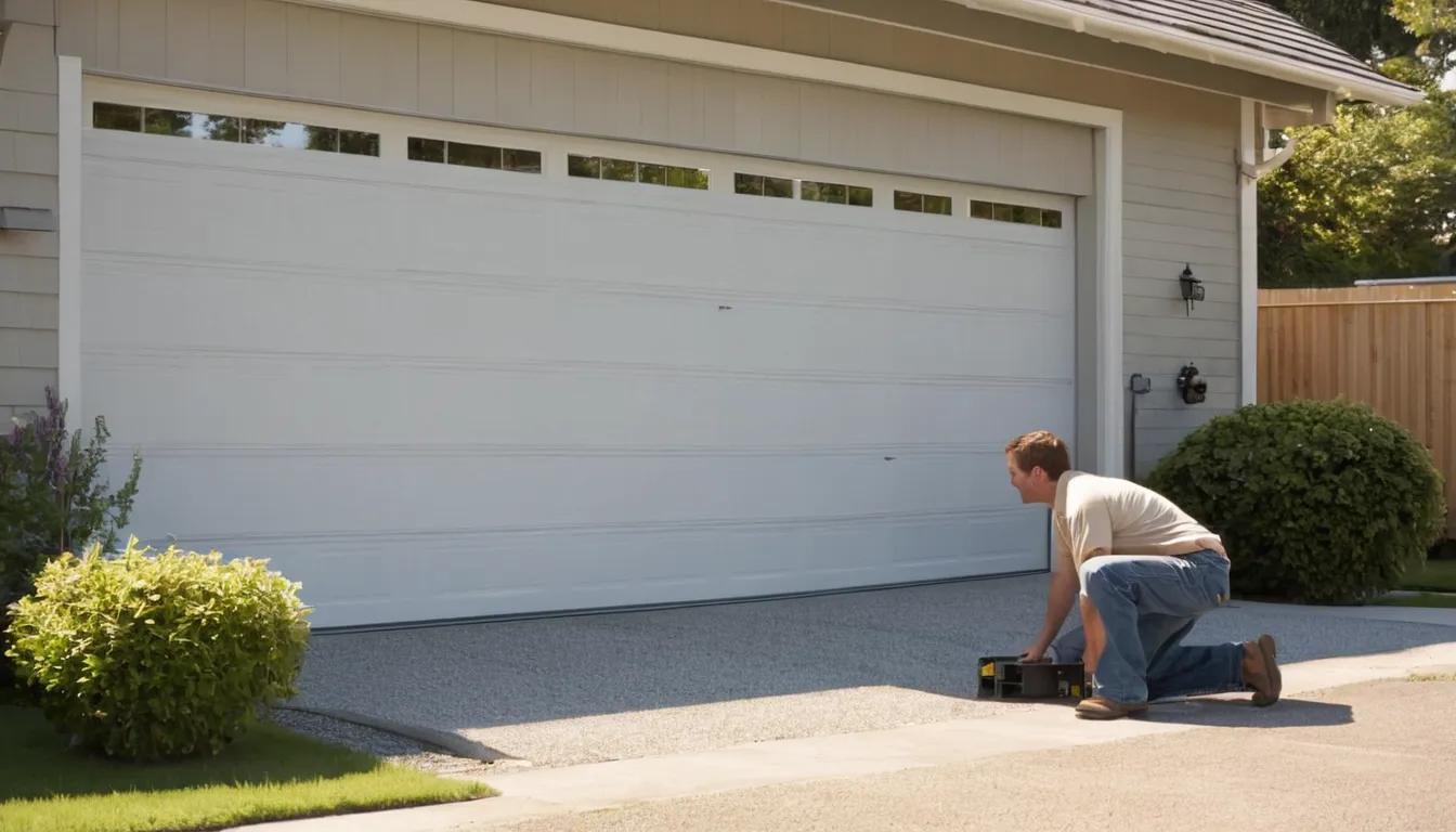 A local garage door provider checking the track of a residential garage door in Chicago